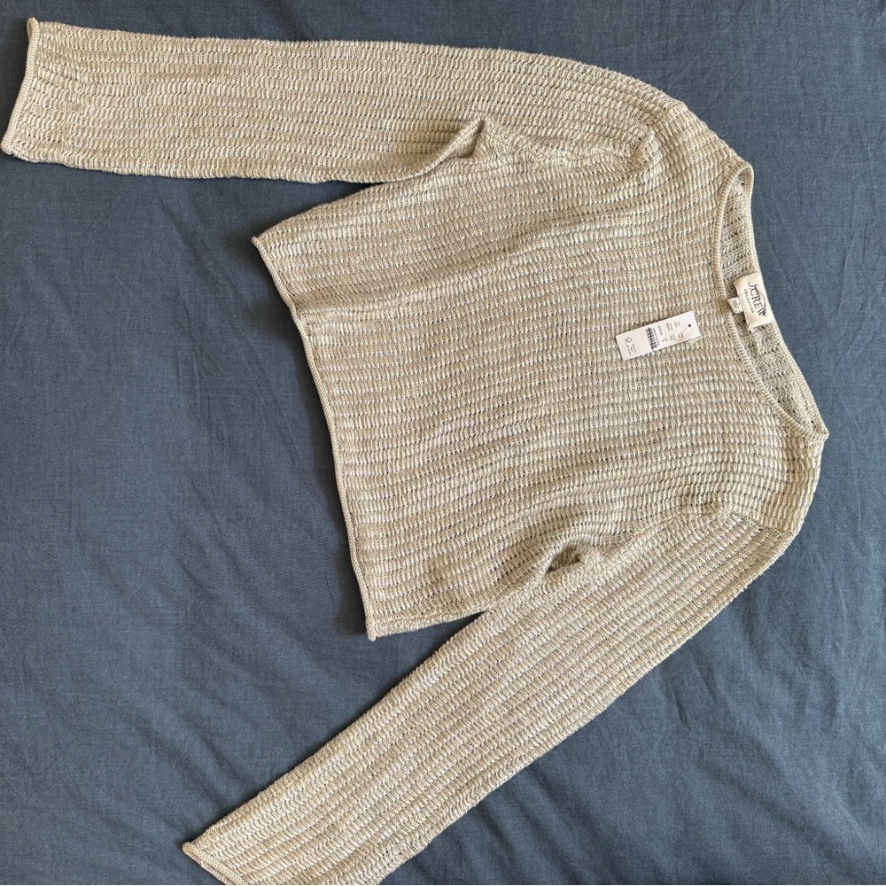 NWT J CREW COLLECTION Silver Metallic Sweater size small sold out